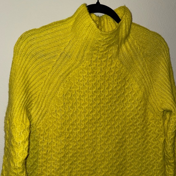 Anthropologie Bia Sweater Women's Medium Yellow Alpaca Wool Blend Cable Knit XS - Picture 3 of 12